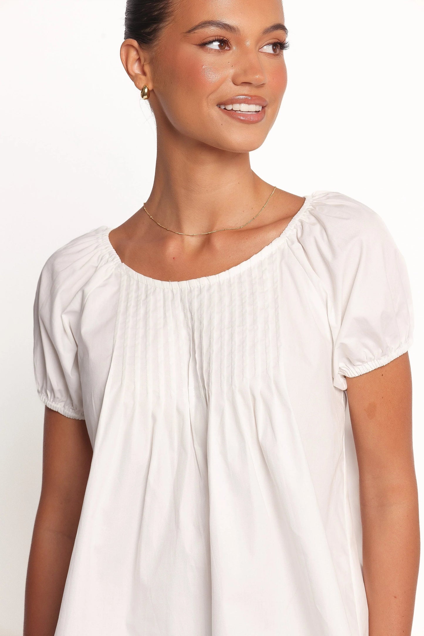 Abbott Pleated Smock-Style Cotton Top