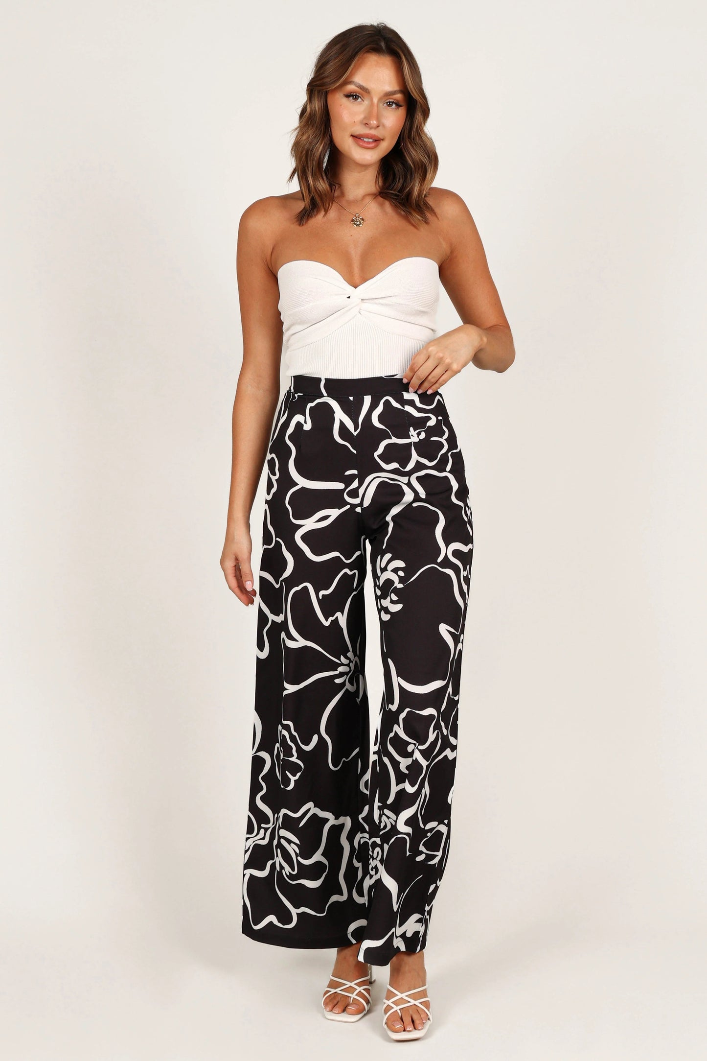 Abstract Wide-Leg Pants