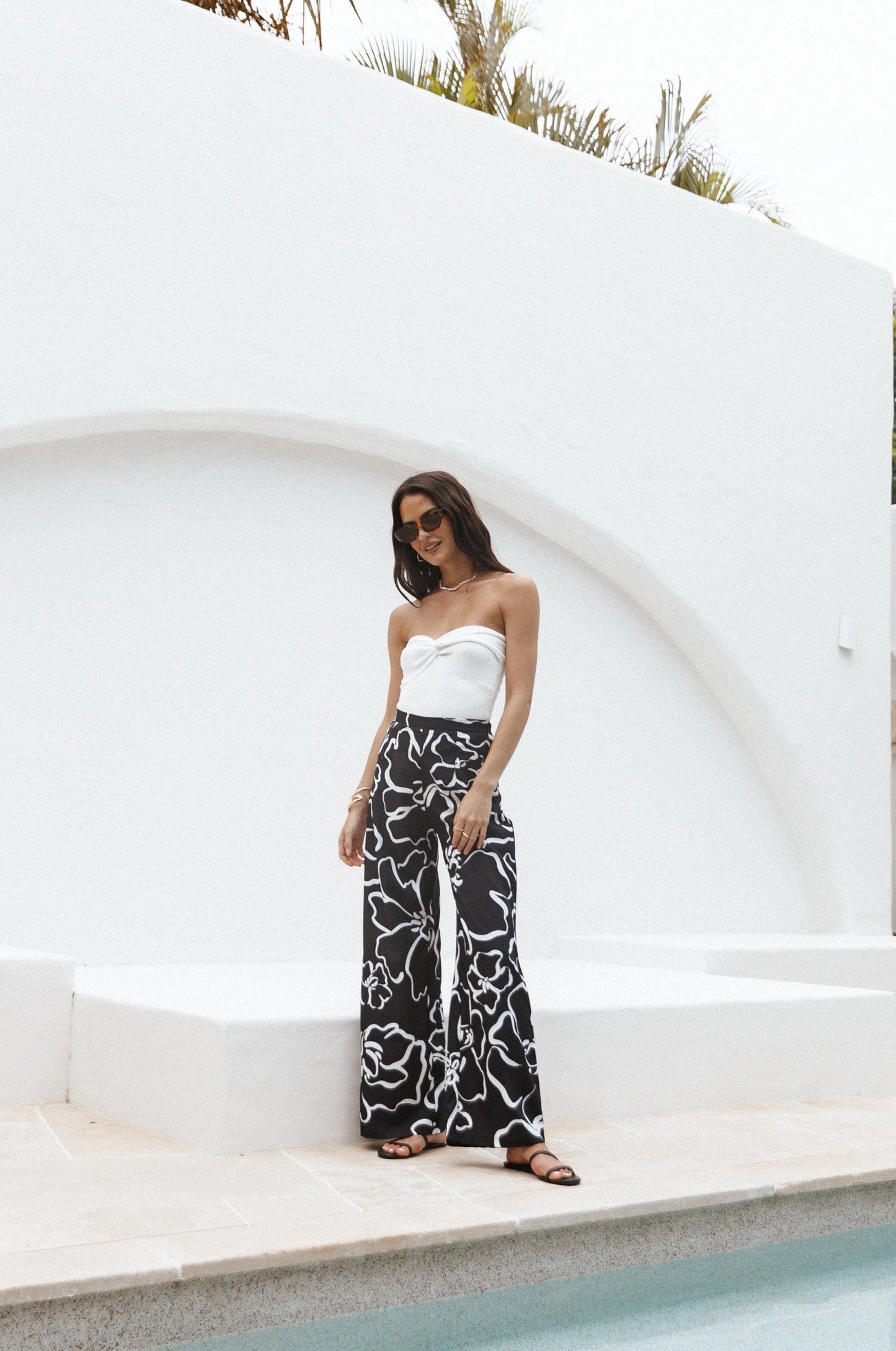 Abstract Wide-Leg Pants