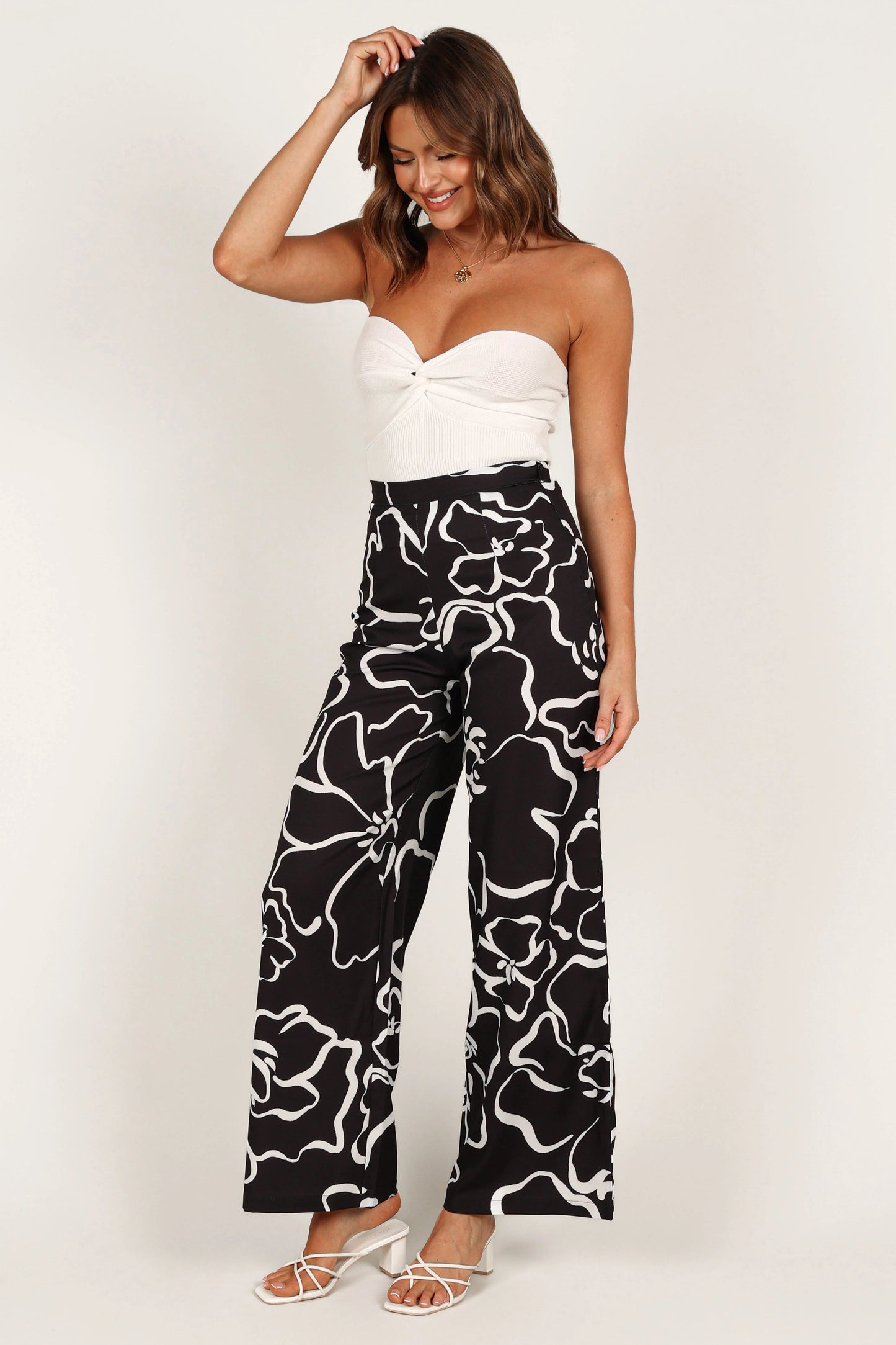 Abstract Wide-Leg Pants