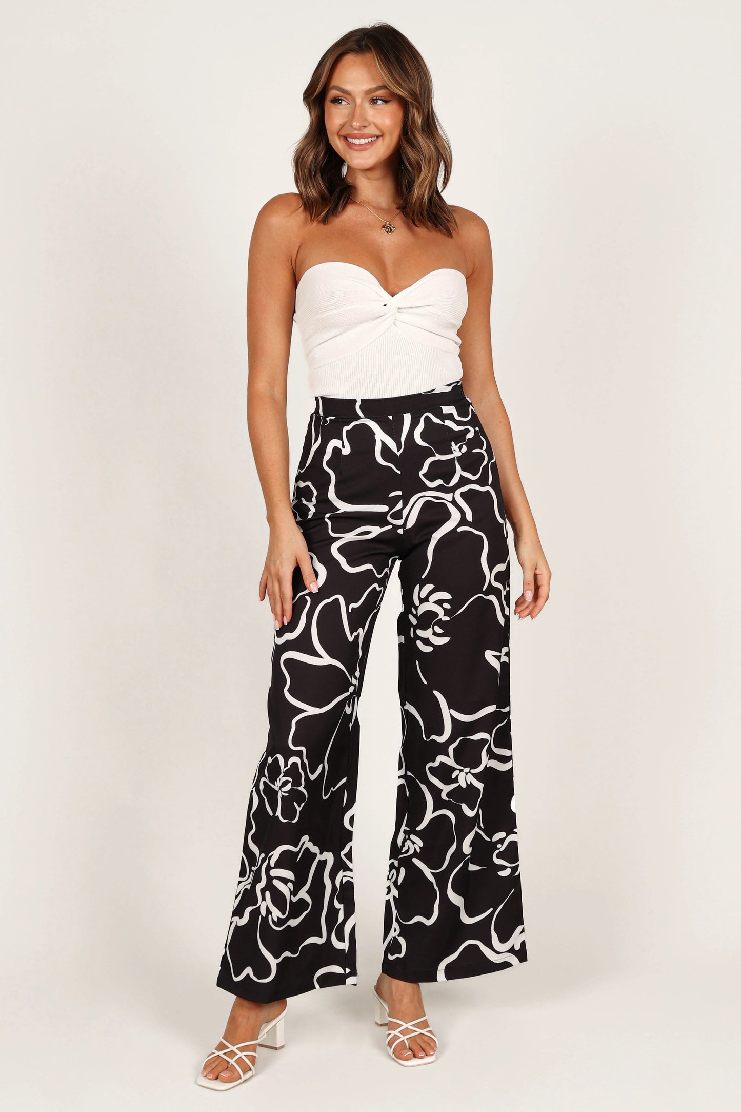 Abstract Wide-Leg Pants