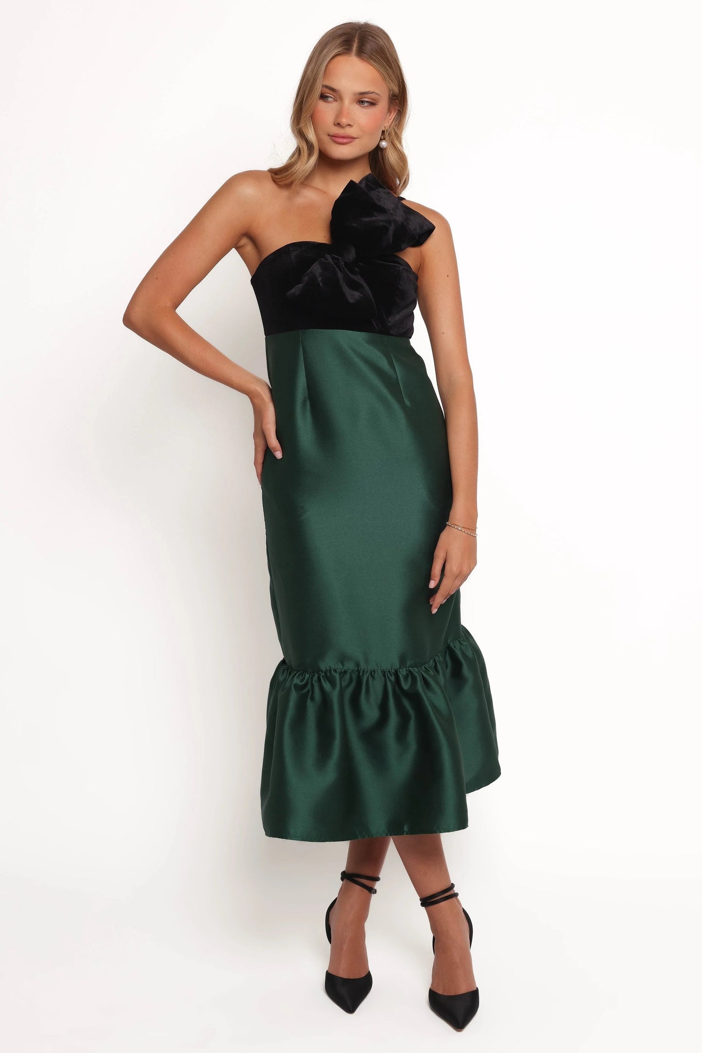 Amelie One-Shoulder Bow-Detail Midi Dress