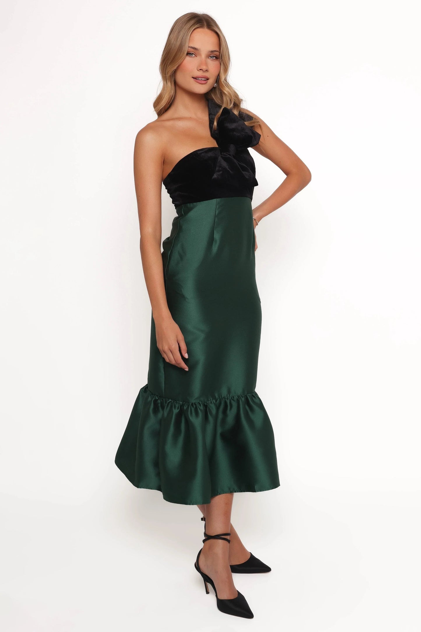 Amelie One-Shoulder Bow-Detail Midi Dress