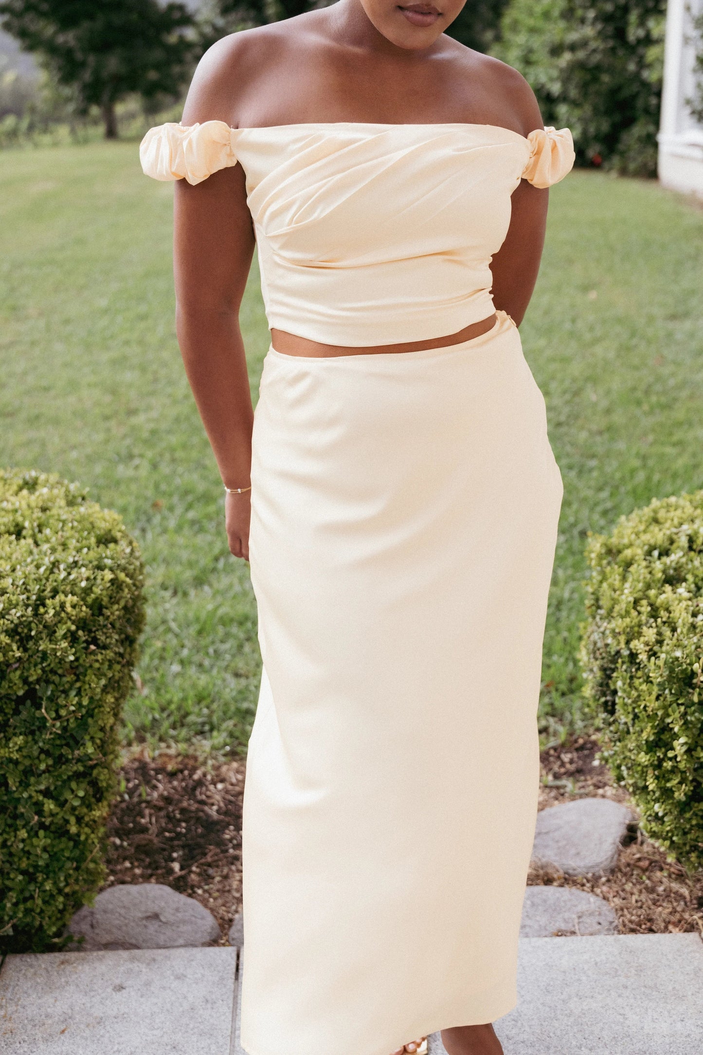 Asymmetrical Pleat Satin Set