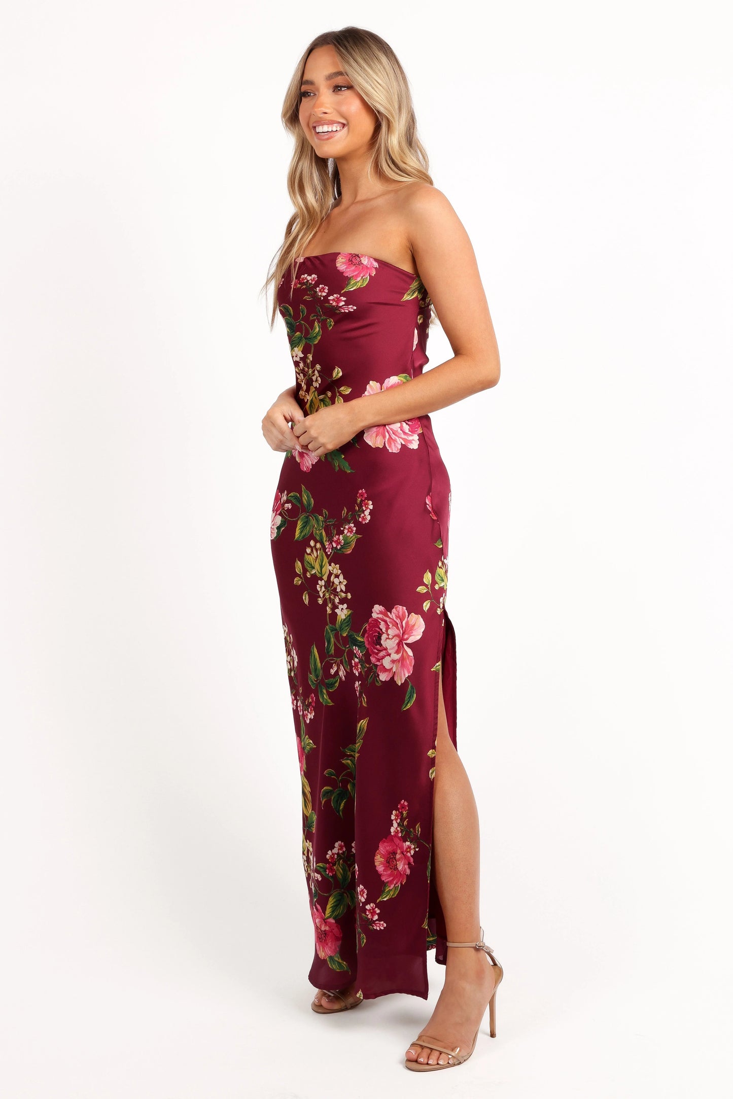 Bryden Strapless Satin-MaxI Floral Dress