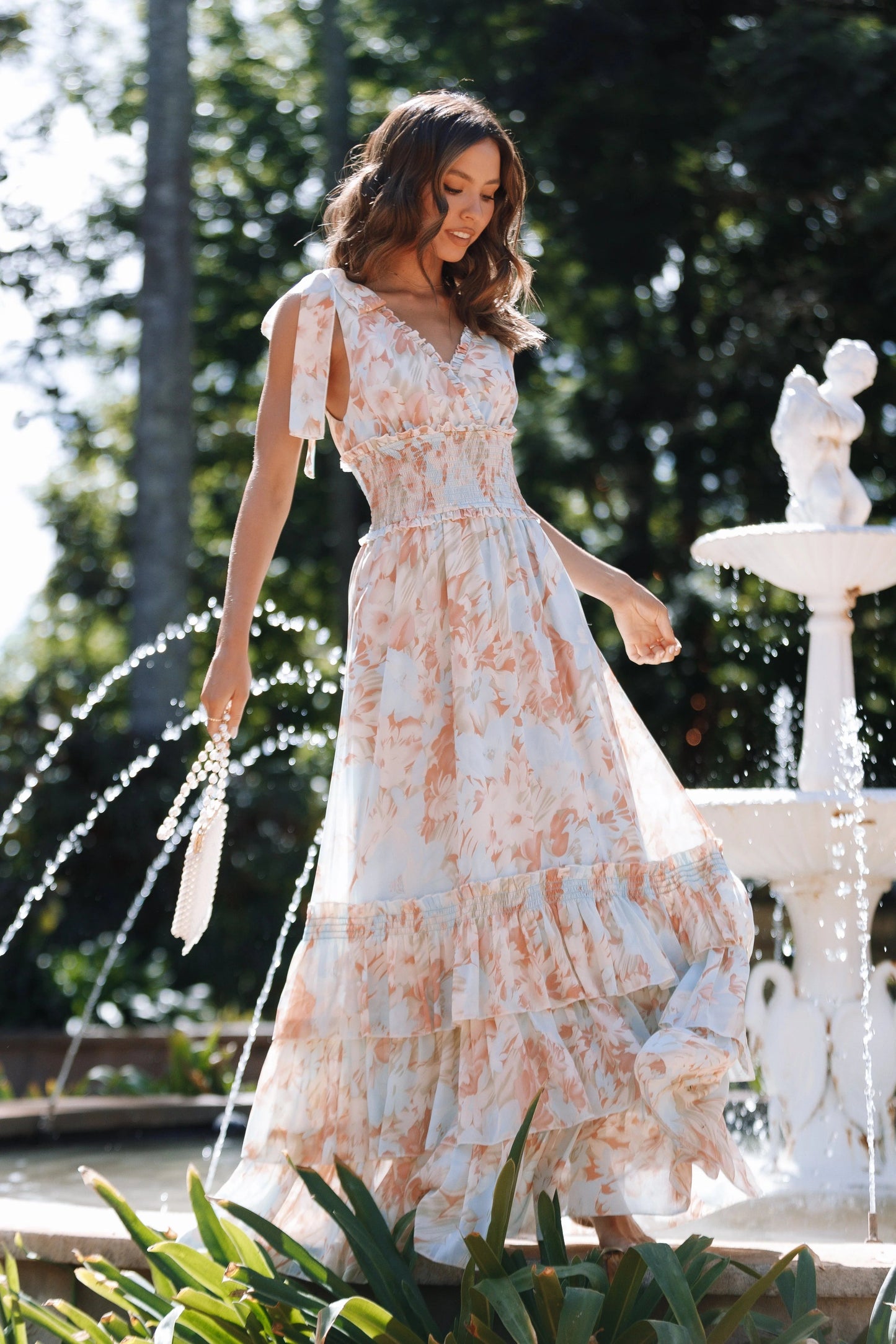 Christabel Blue Floral Tiered Maxi Dress