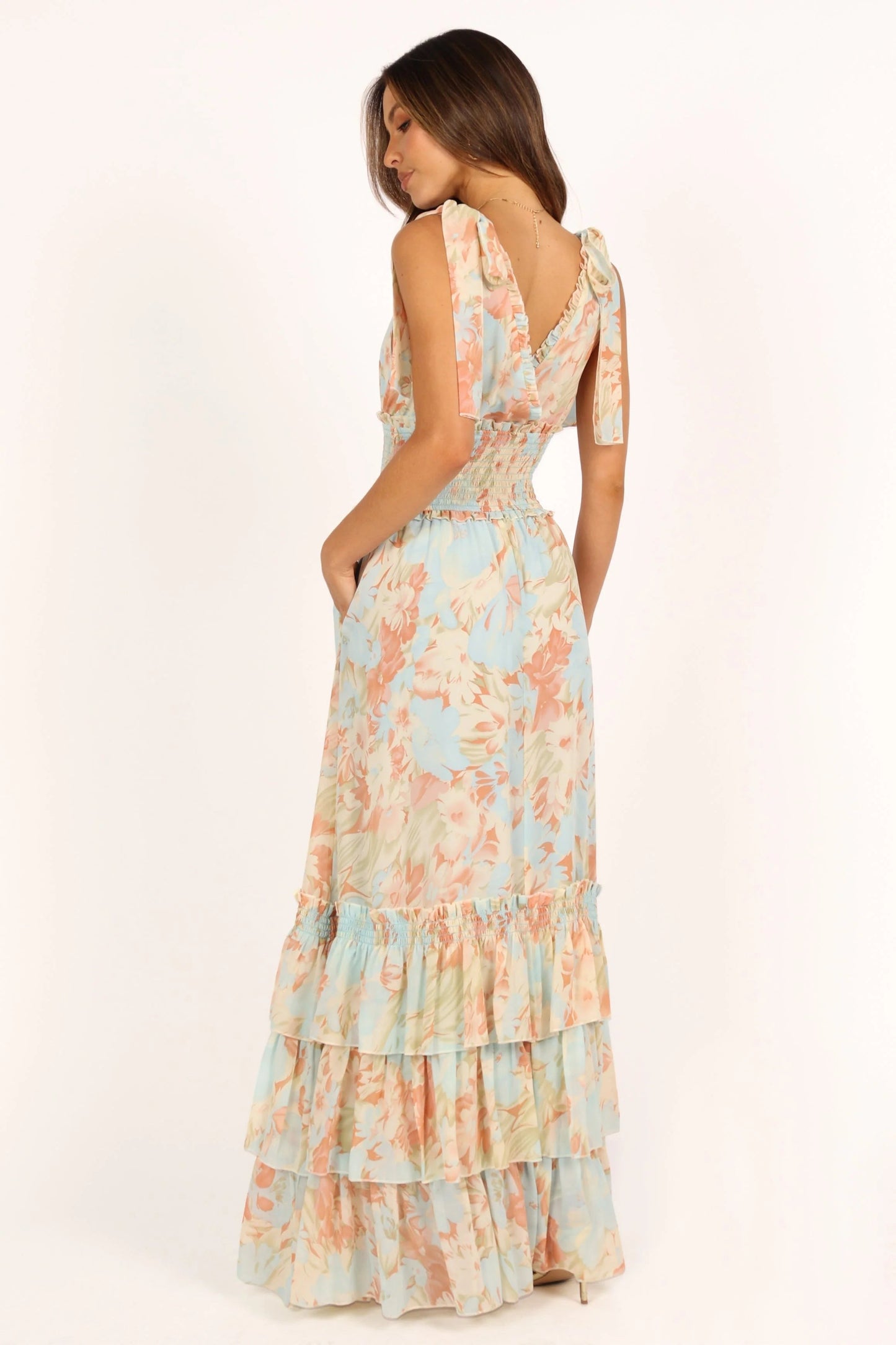 Christabel Blue Floral Tiered Maxi Dress