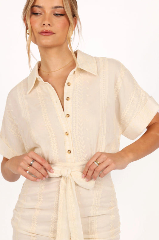 Collared Ruched Midi Dress