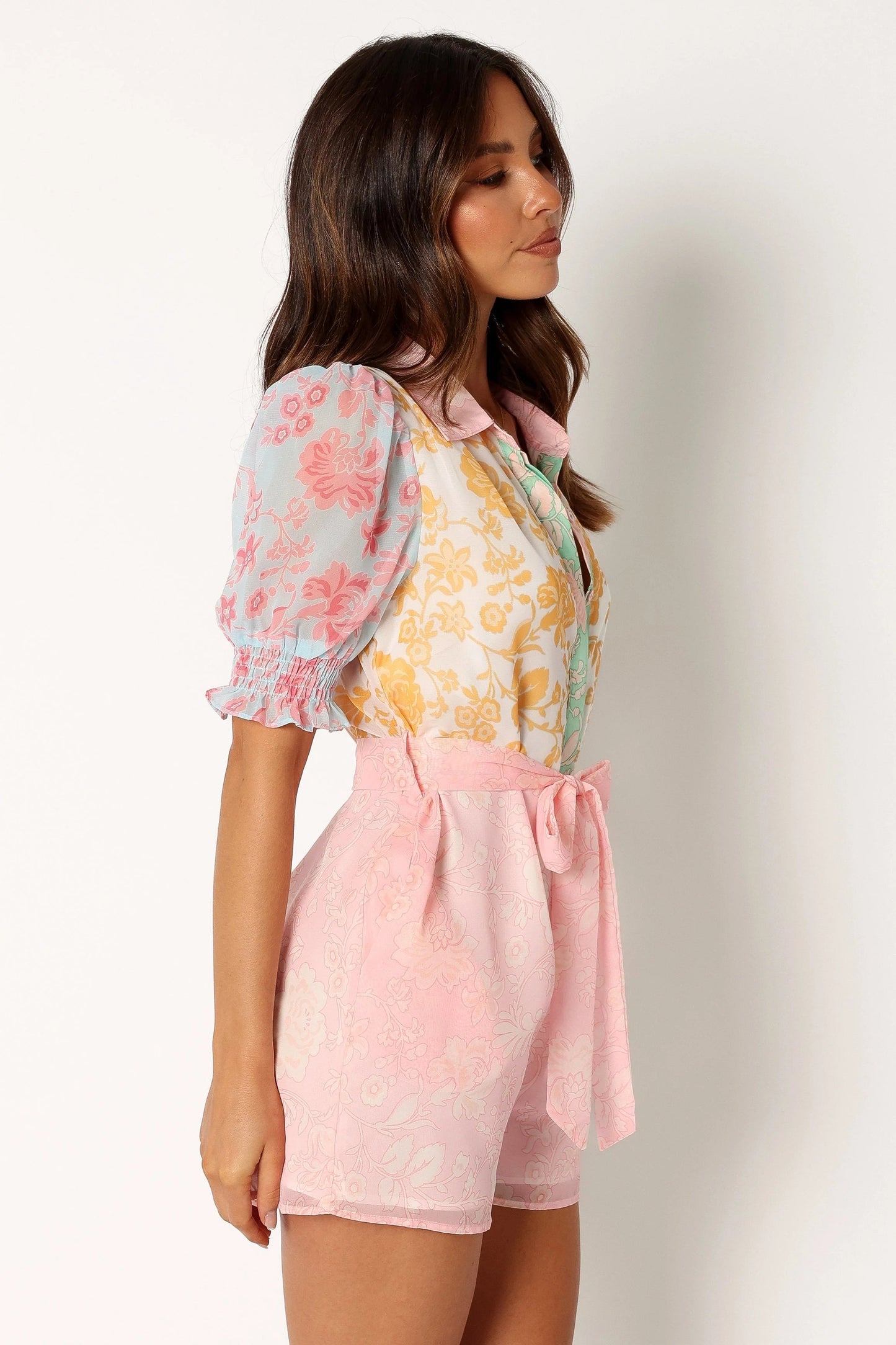 Floral Button-Front Collared Romper