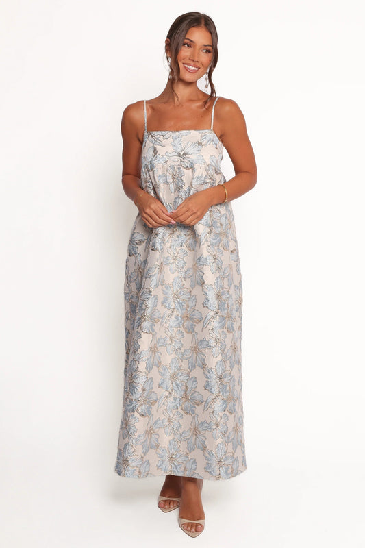 Floral Empire-Waist Square-Neck Maxi Dress
