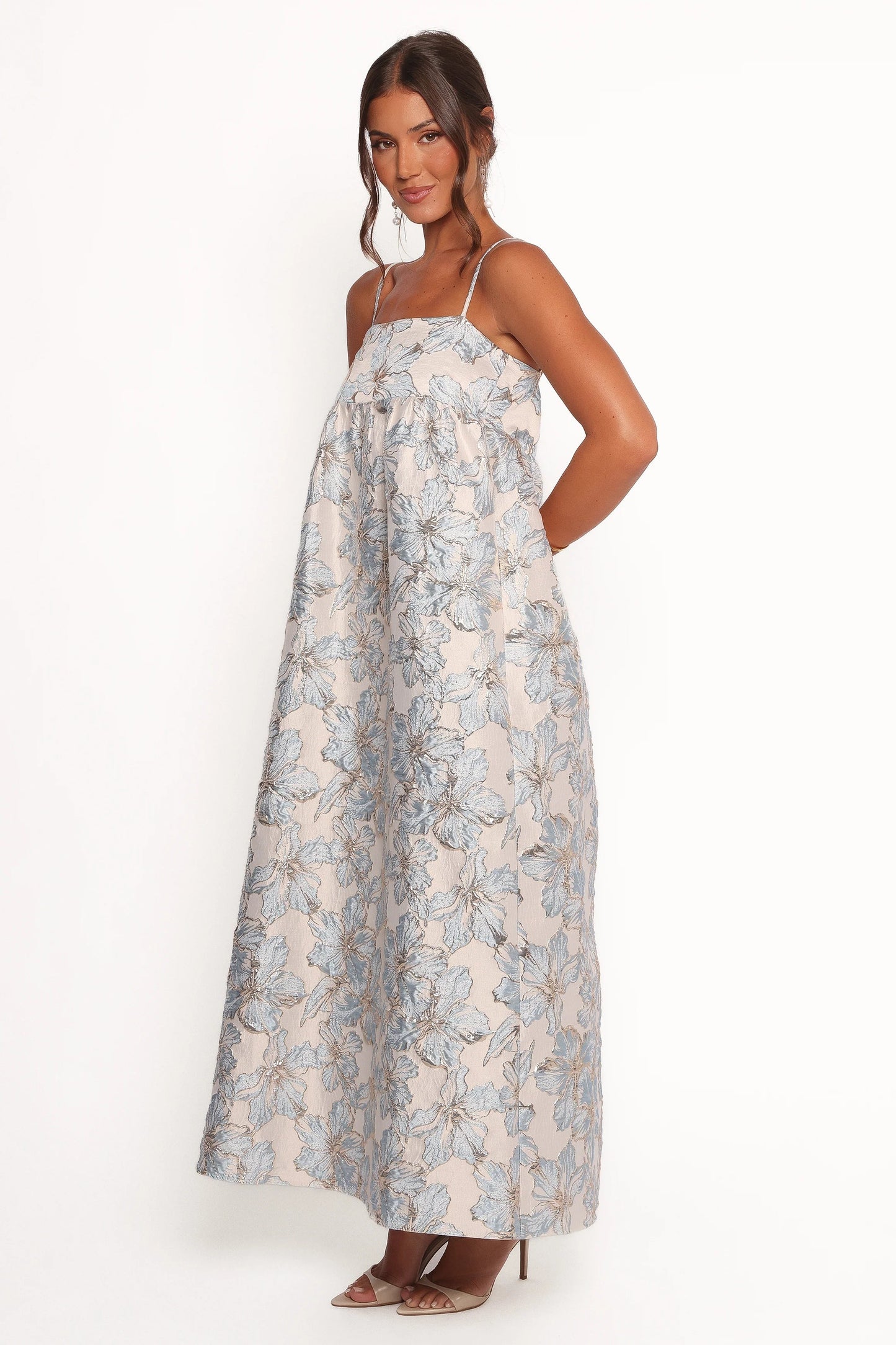 Floral Empire-Waist Square-Neck Maxi Dress