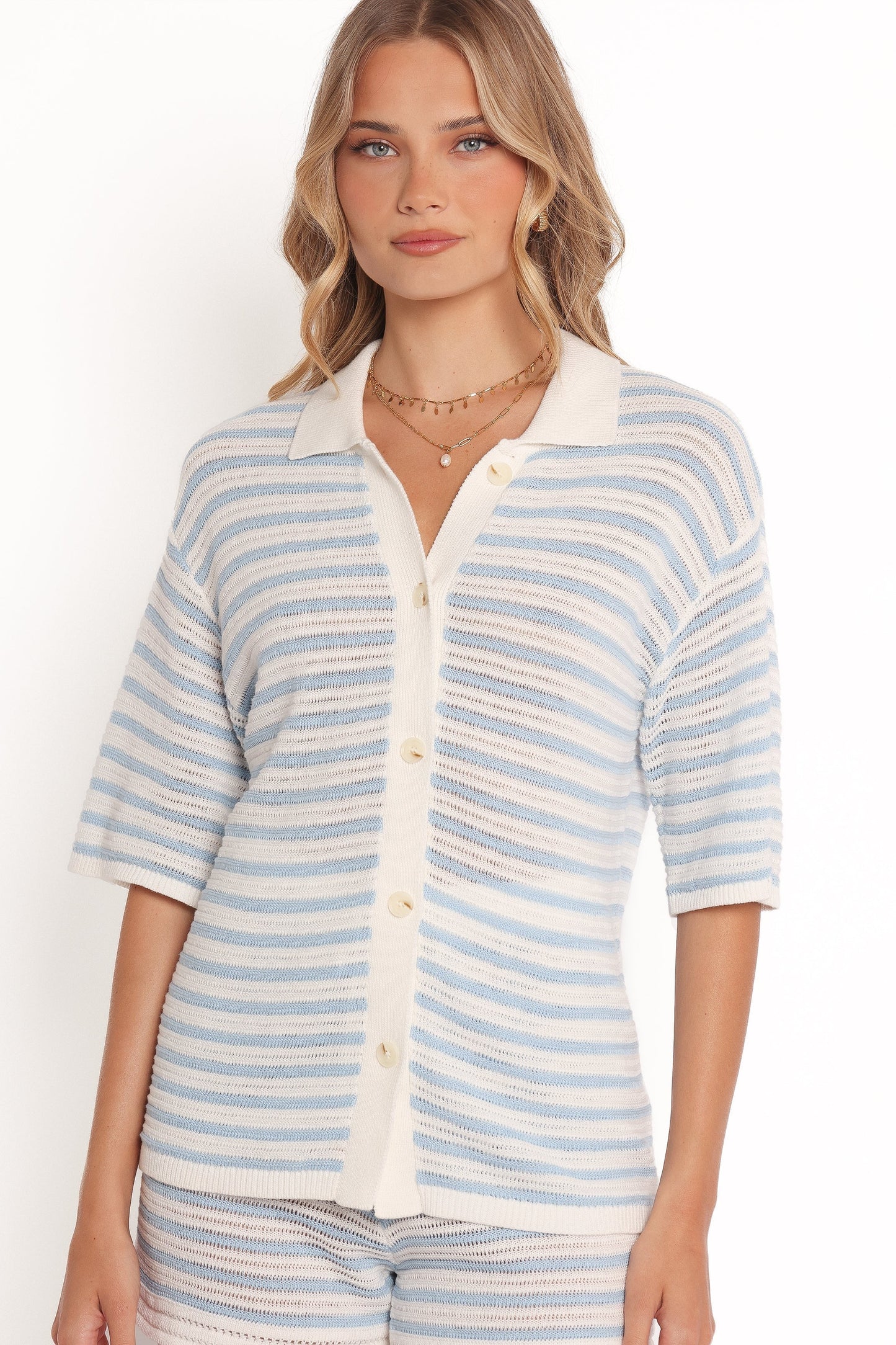 High-Waist Stripe Knit Shorts