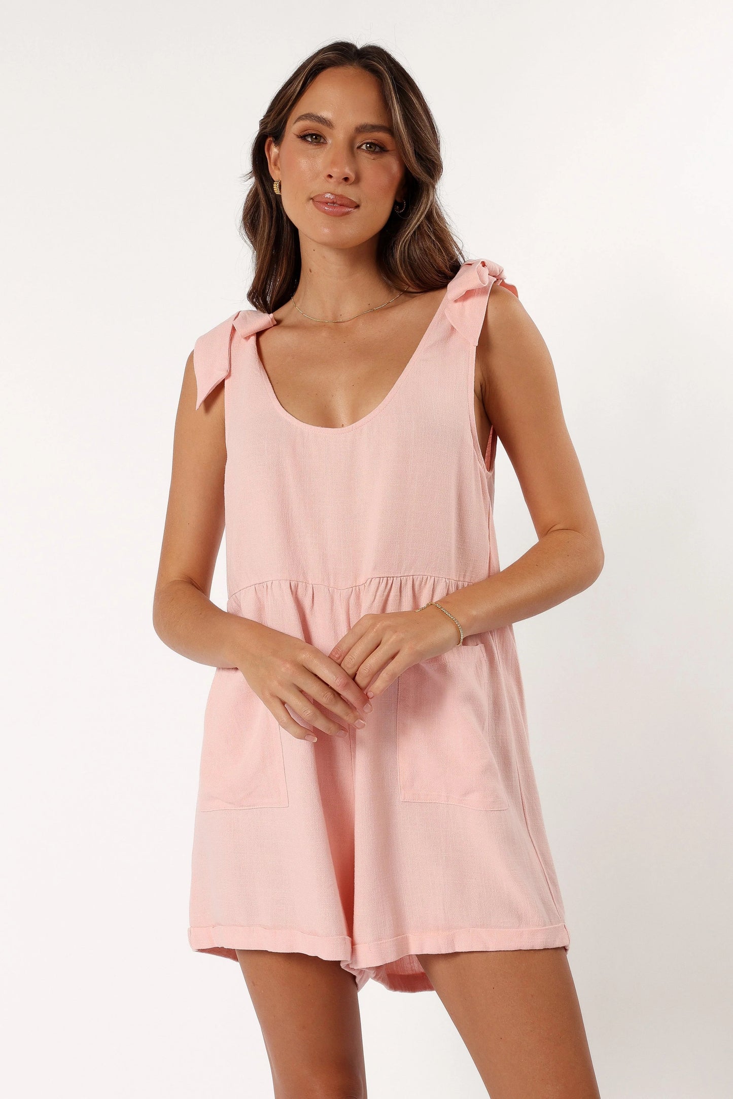 Linen Tie-Shoulder Romper