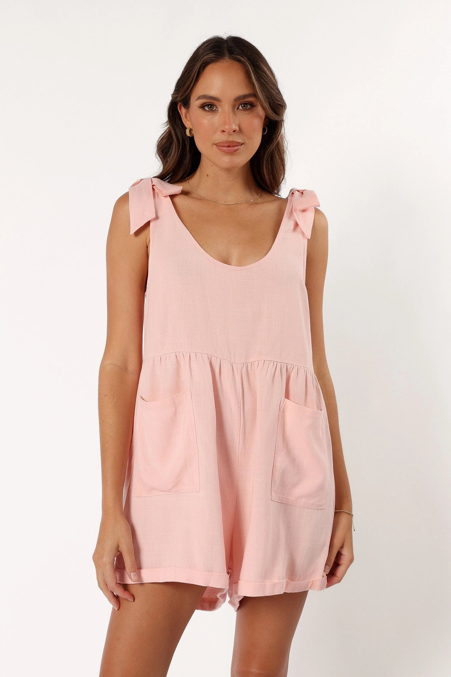 Linen Tie-Shoulder Romper