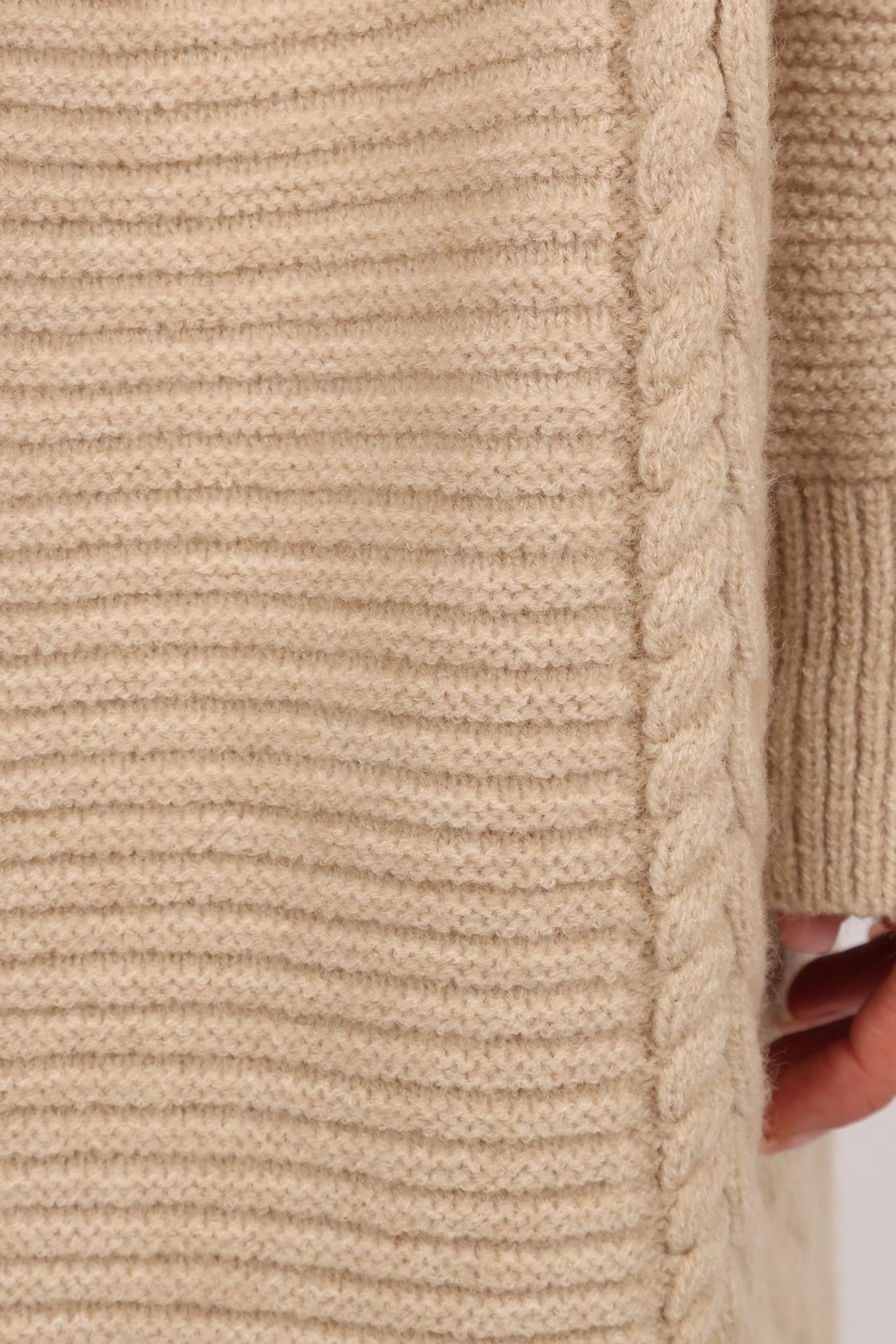 Oversized Cable-Knit Open Cardigan