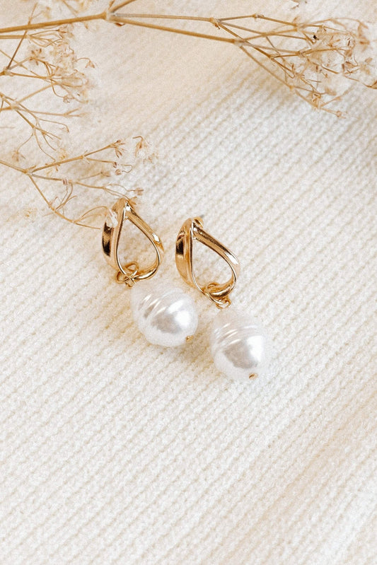 Pearl Drop Gold-Plated Earrings