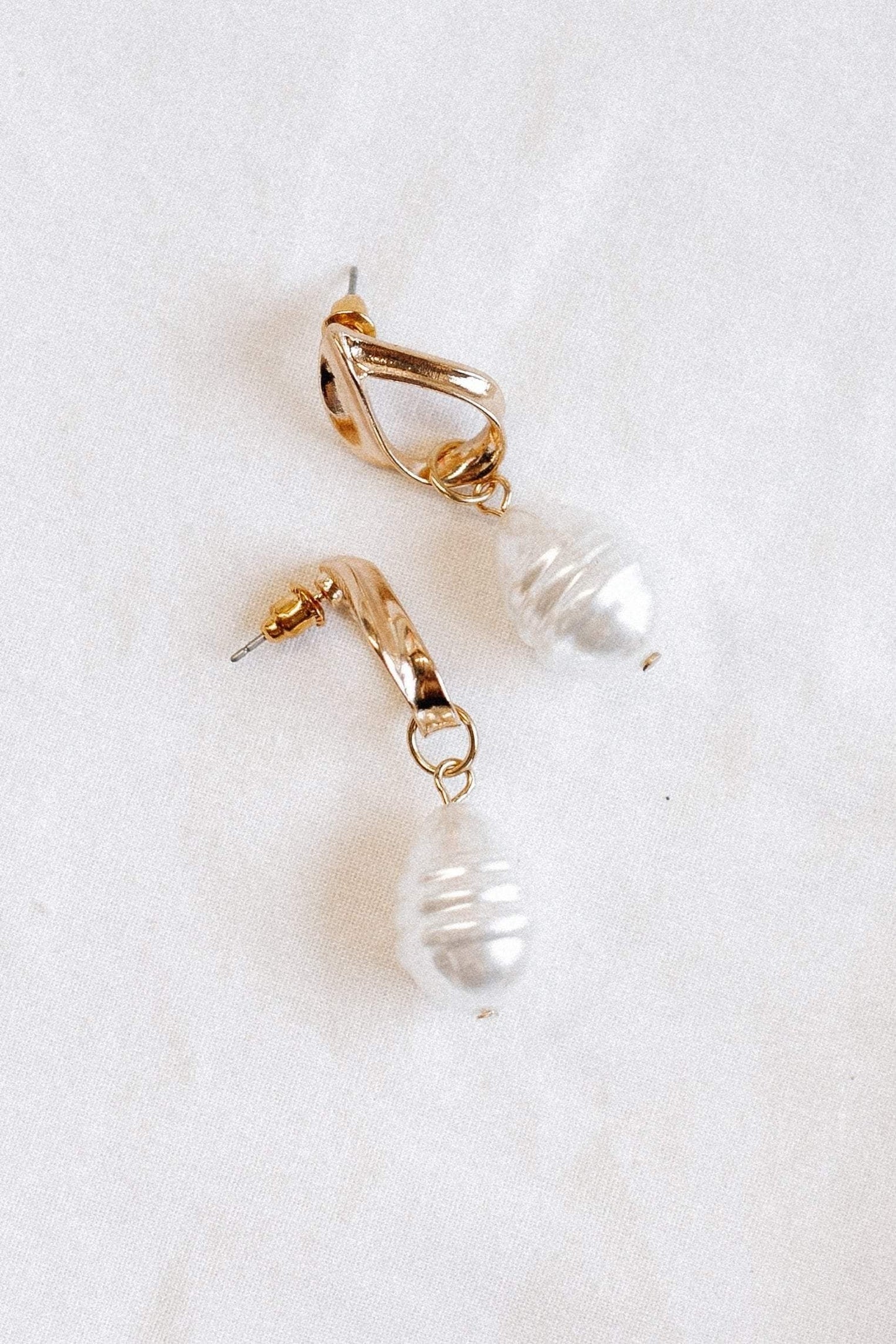 Pearl Drop Gold-Plated Earrings