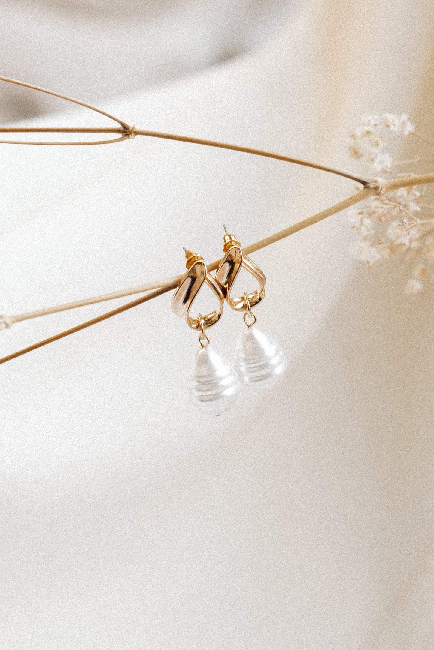 Pearl Drop Gold-Plated Earrings