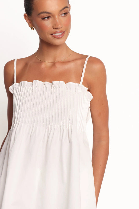 Pleated Bodice Frill-Hem Top