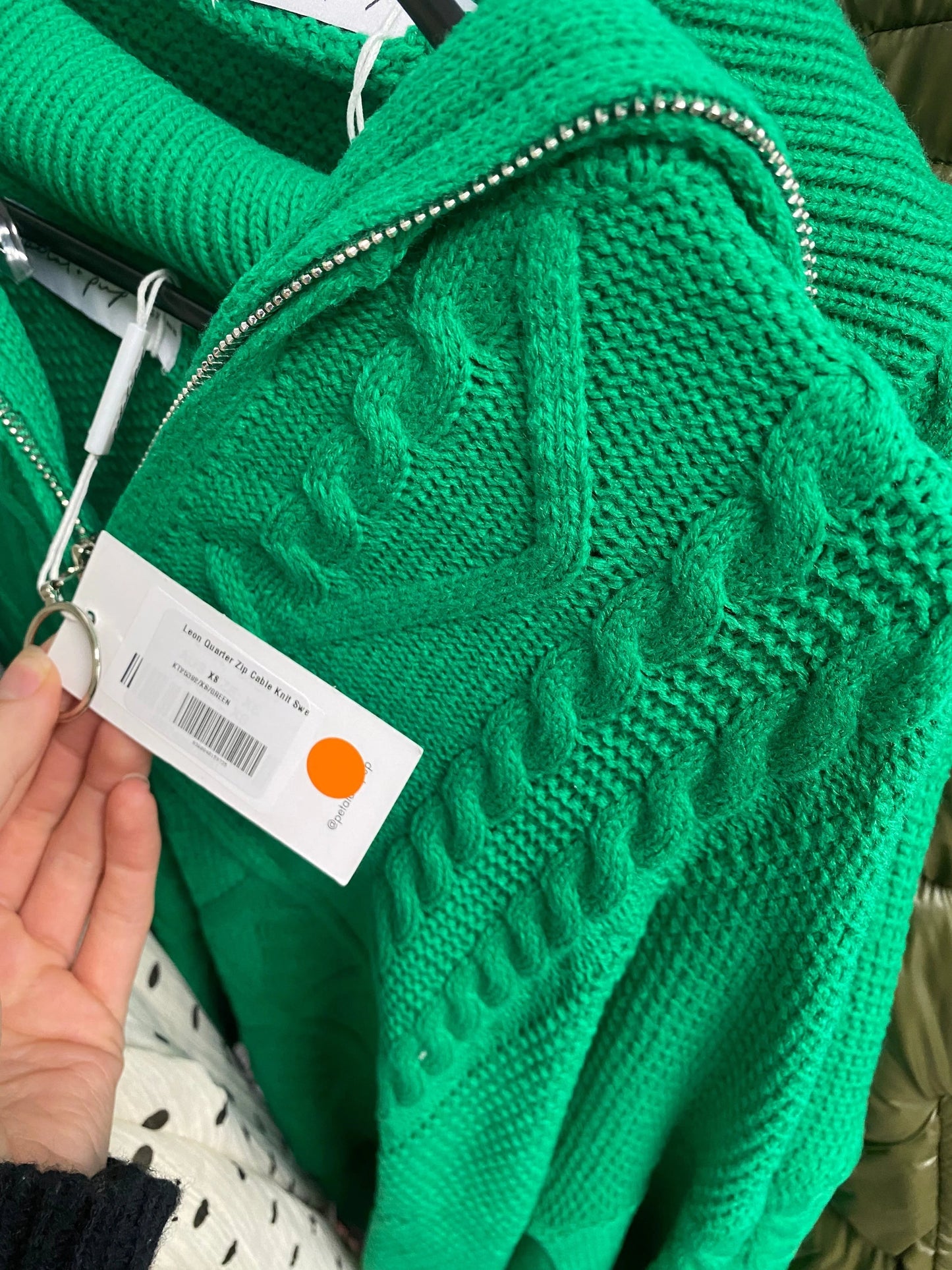 Quarter-Zip Cable Knit V-Neck Sweater