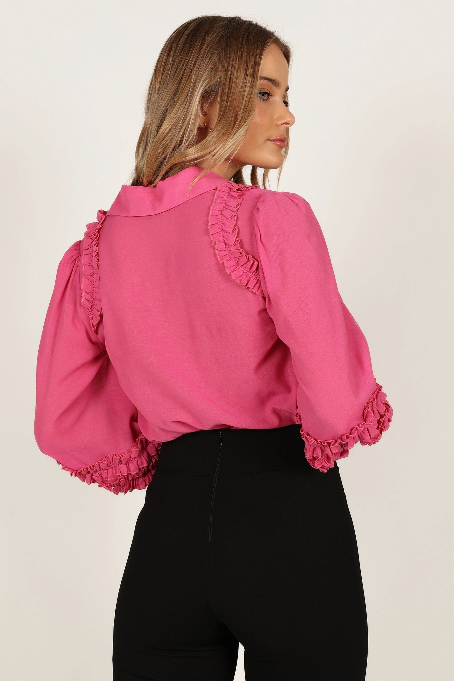 Ruffle-Detail Collared Shirt