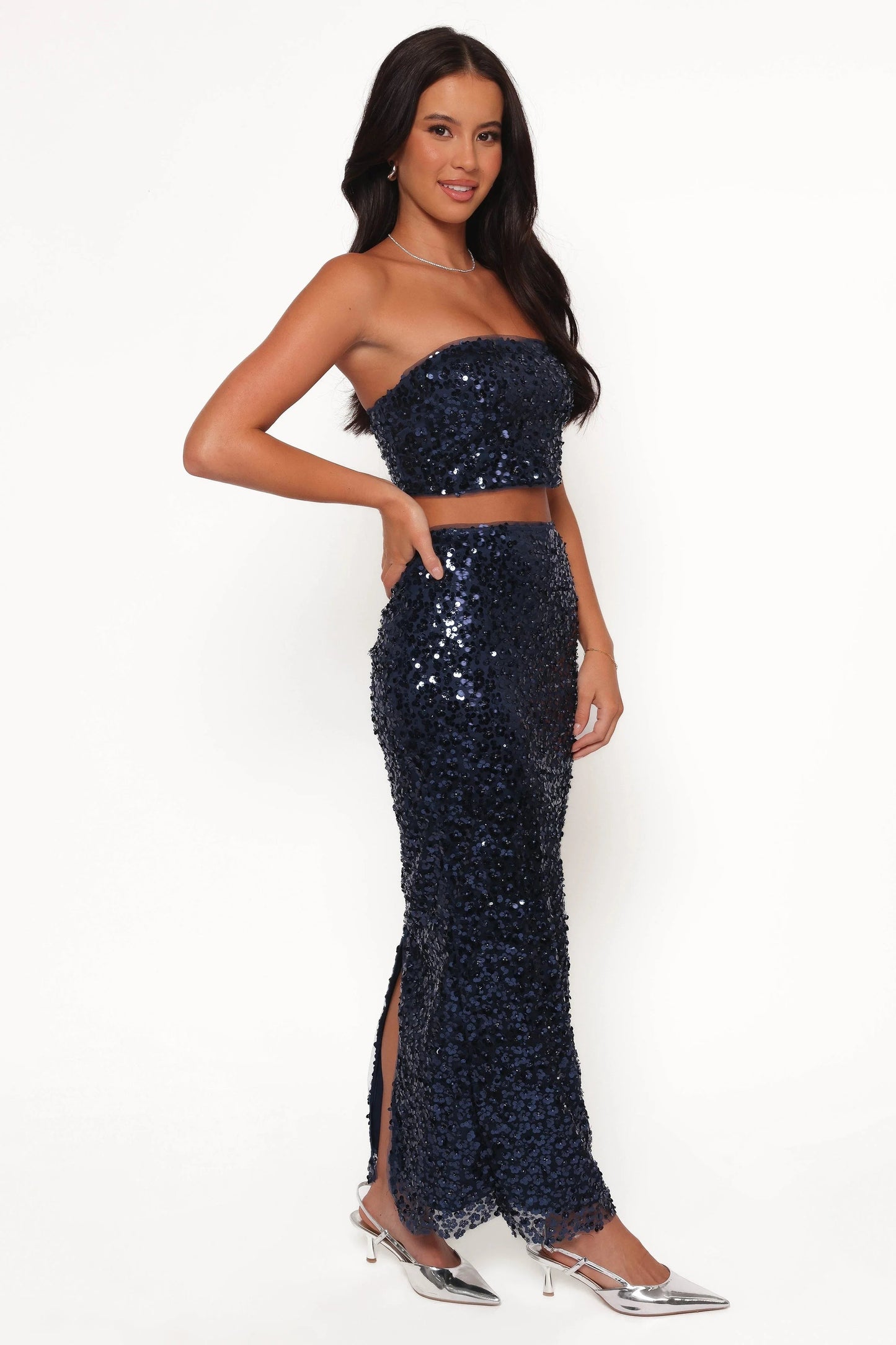 Sequin Bandeau & Maxi Skirt Set