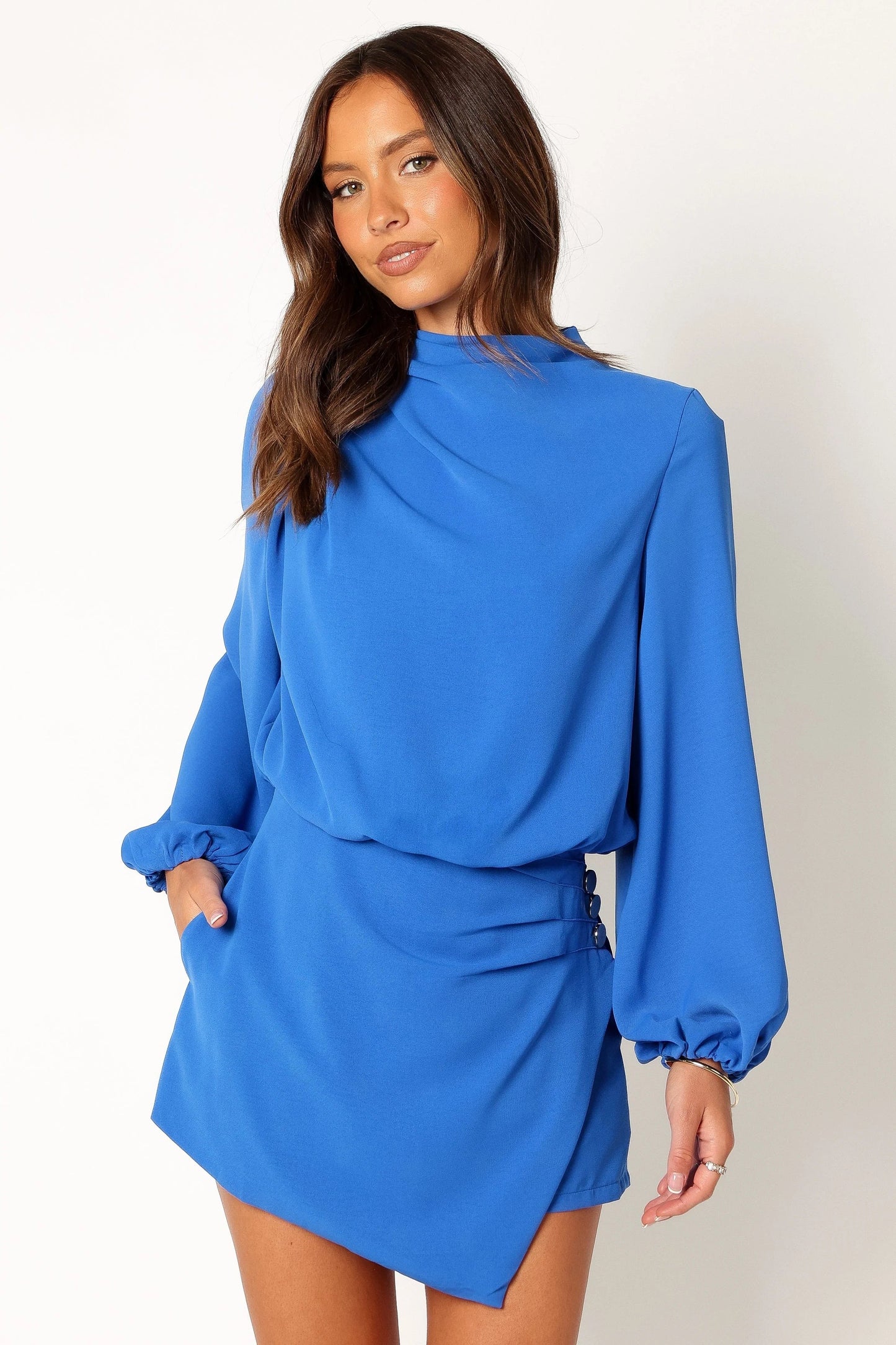 Skort-Style Long Sleeve Mini Romper