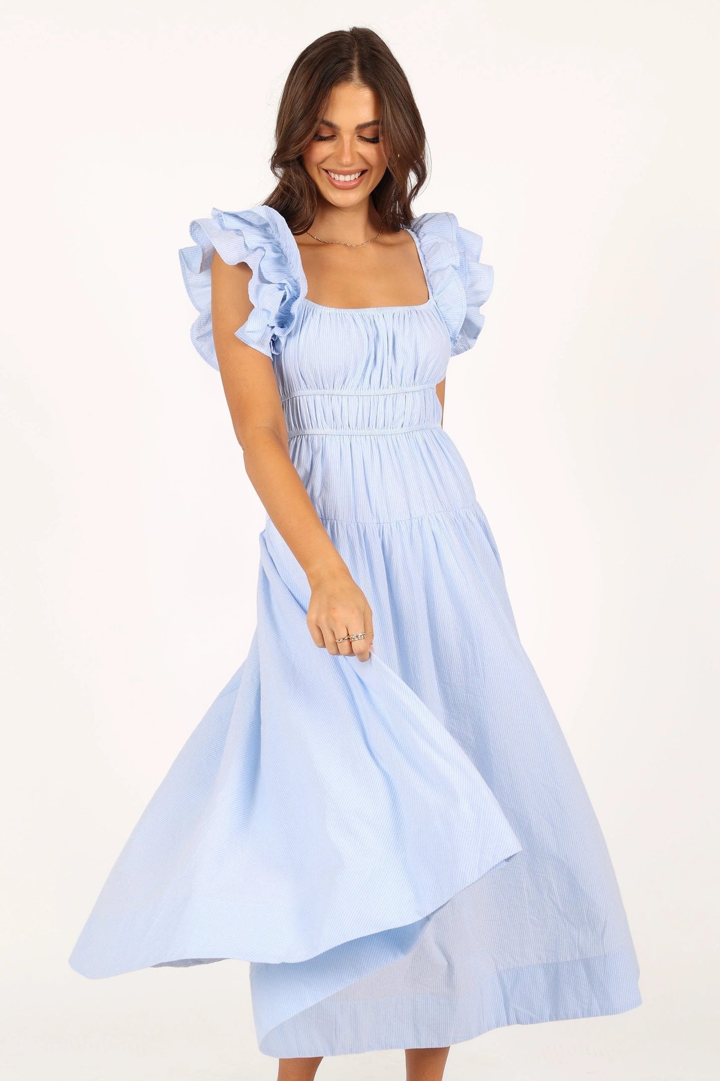 Tiered Stripe Midi Sundress