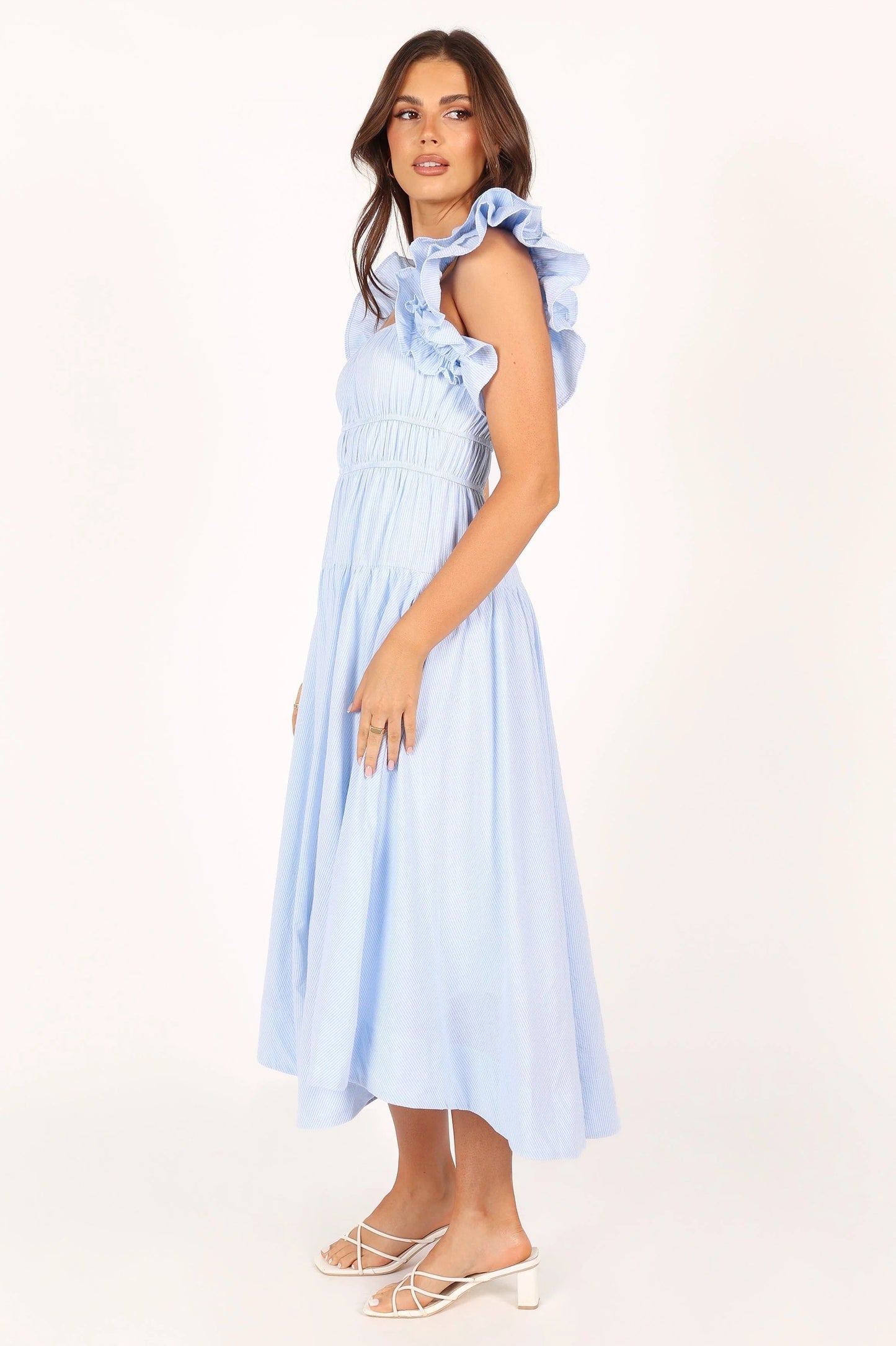 Tiered Stripe Midi Sundress