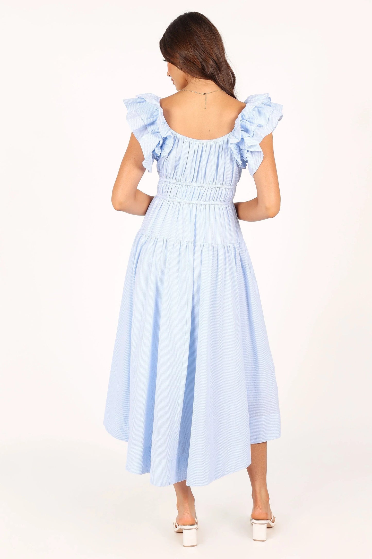 Tiered Stripe Midi Sundress