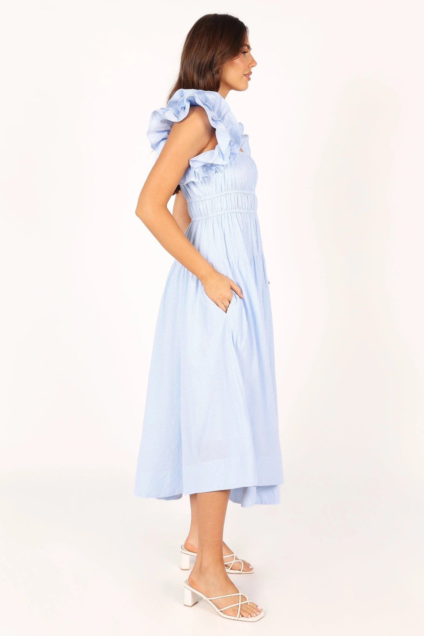 Tiered Stripe Midi Sundress