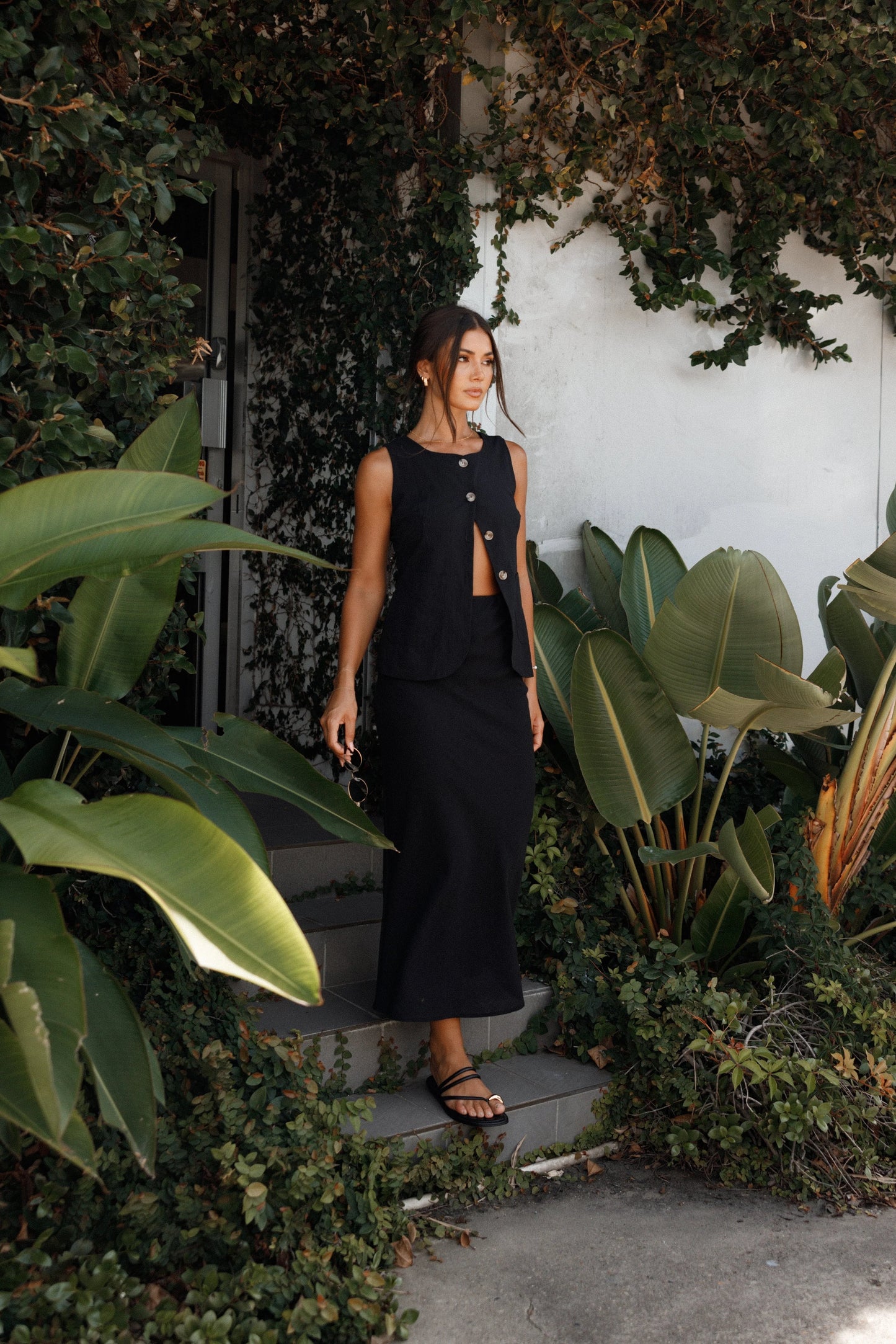 V-Neck Maxi Vest & Skirt Set