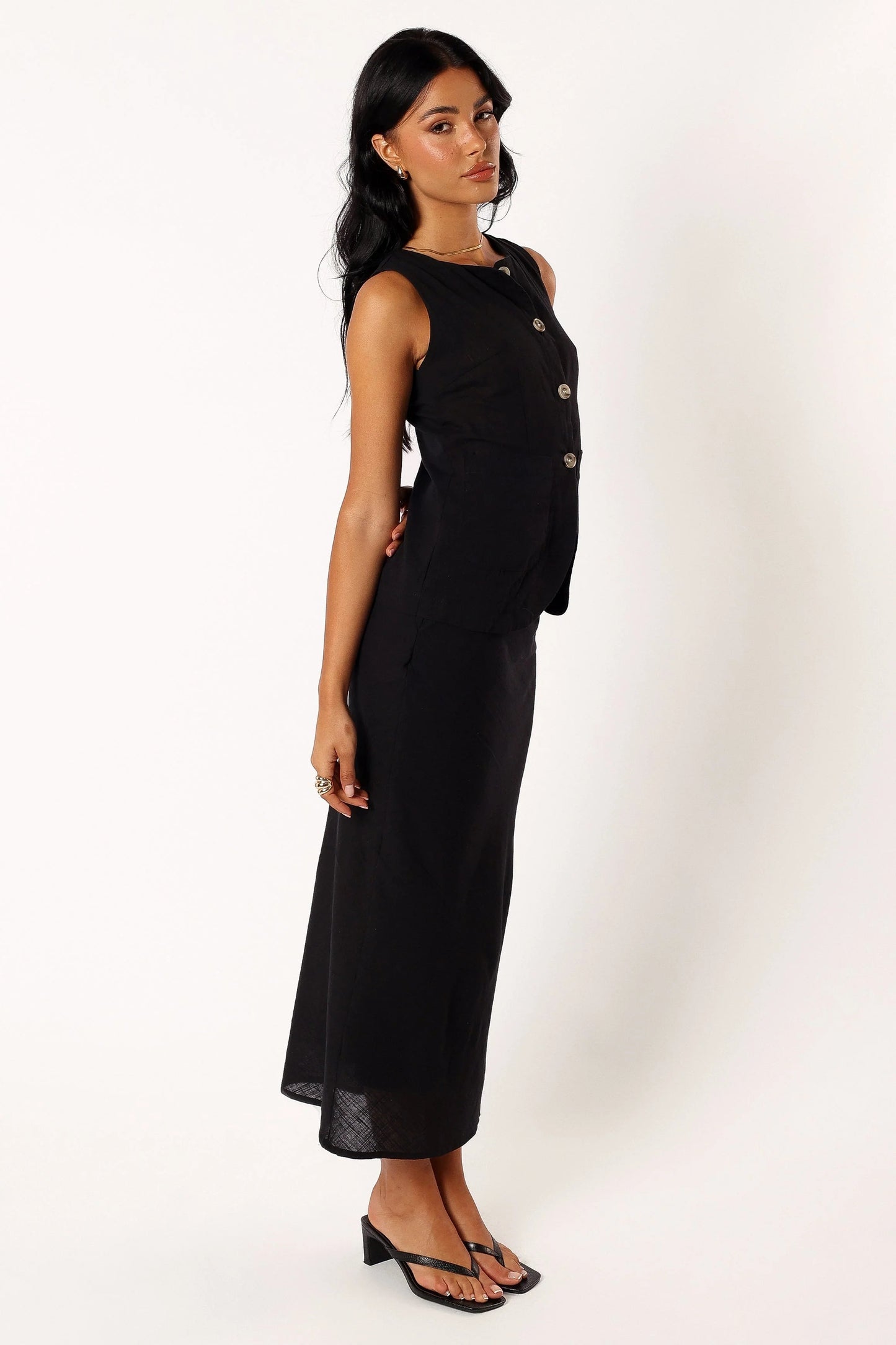 V-Neck Maxi Vest & Skirt Set