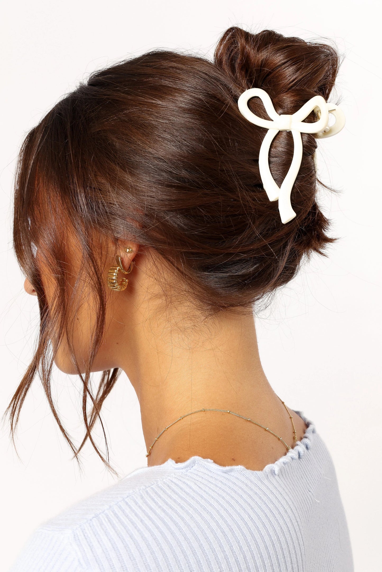 White Bow Claw Hair Clip