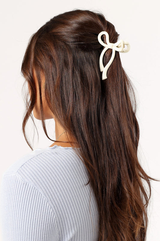 White Bow Claw Hair Clip