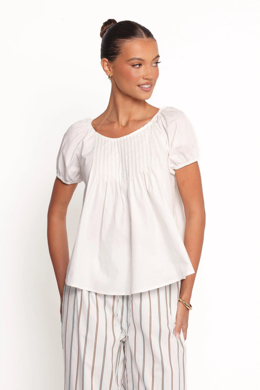 Abbott Pleated Smock-Style Cotton Top