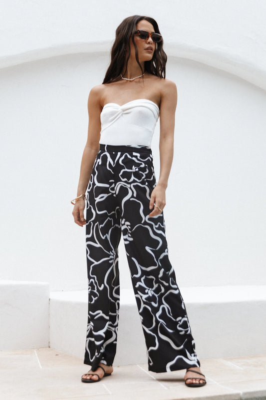 Abstract Wide-Leg Pants