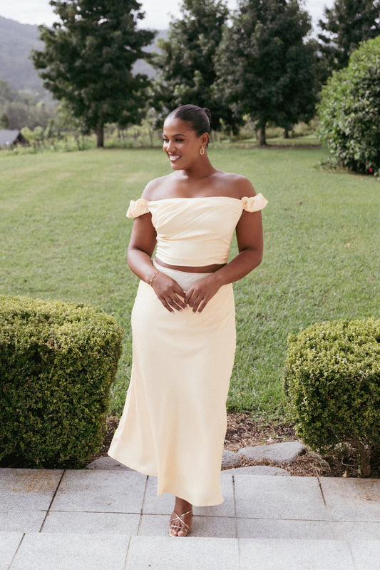 Asymmetrical Pleat Satin Set
