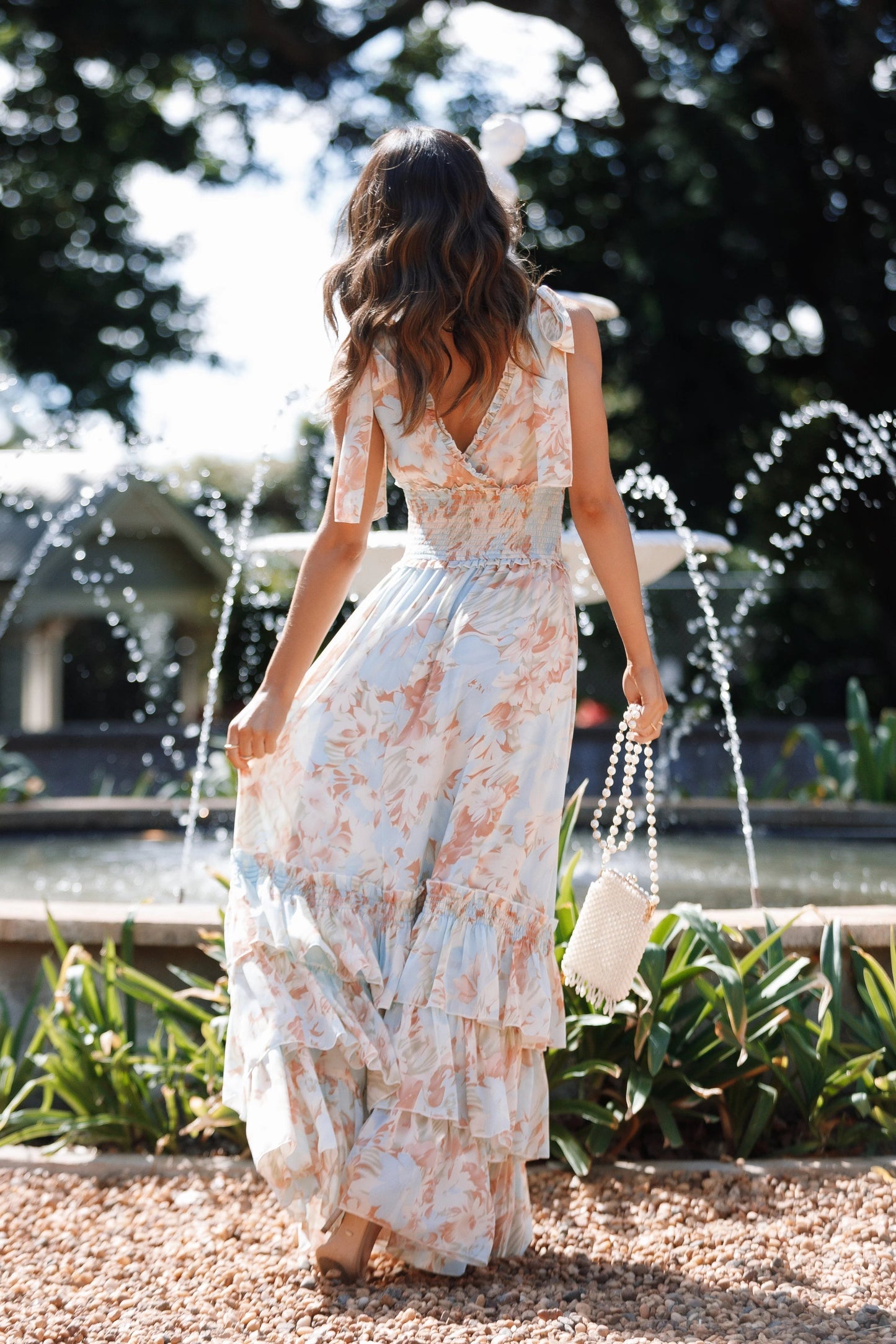 Christabel Blue Floral Tiered Maxi Dress