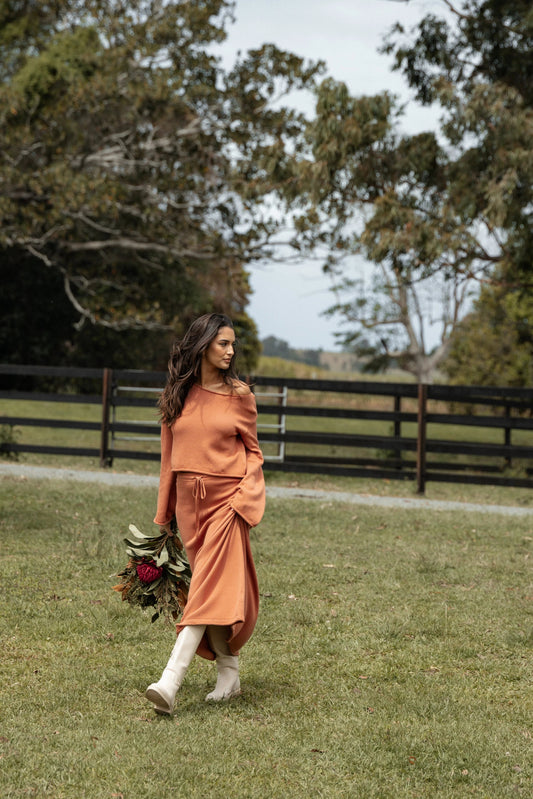 Cropped Bell-Sleeve Knit Sweater