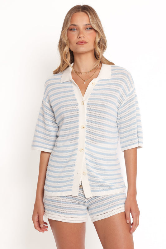 High-Waist Stripe Knit Shorts