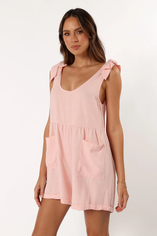 Linen Tie-Shoulder Romper