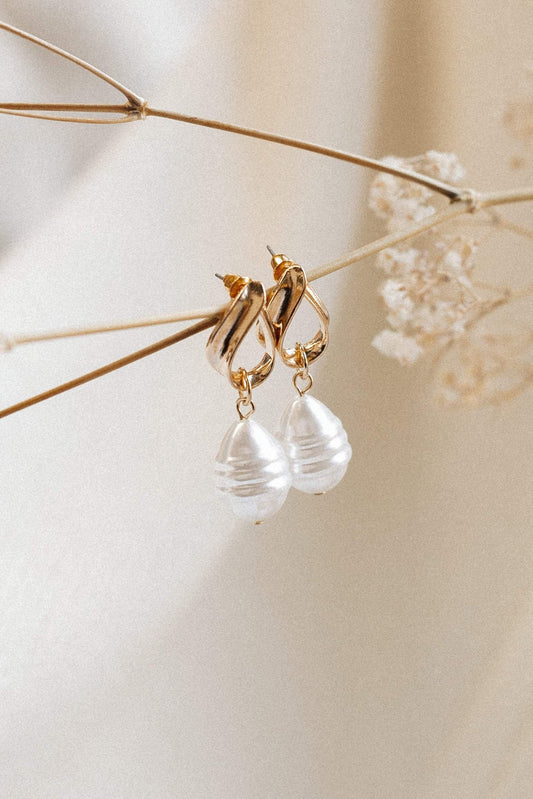 Pearl Drop Gold-Plated Earrings