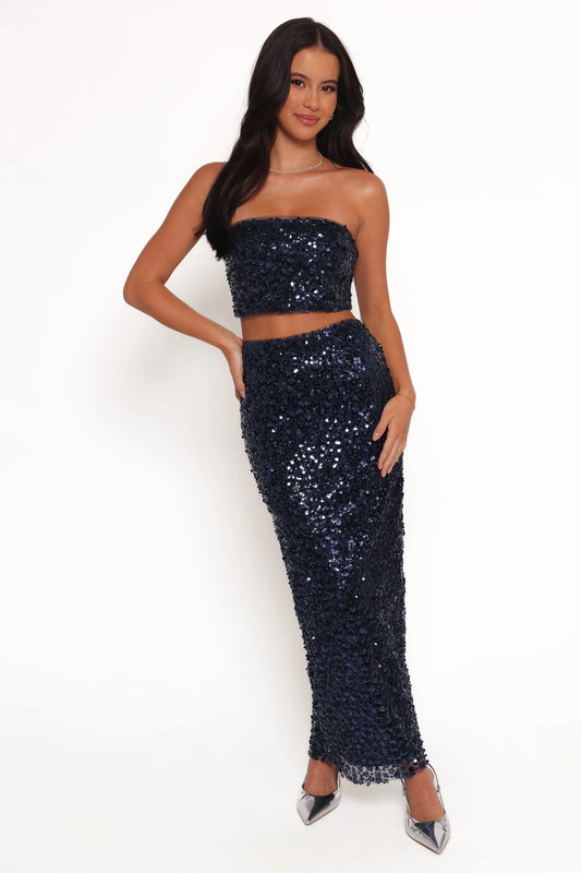 Sequin Bandeau & Maxi Skirt Set