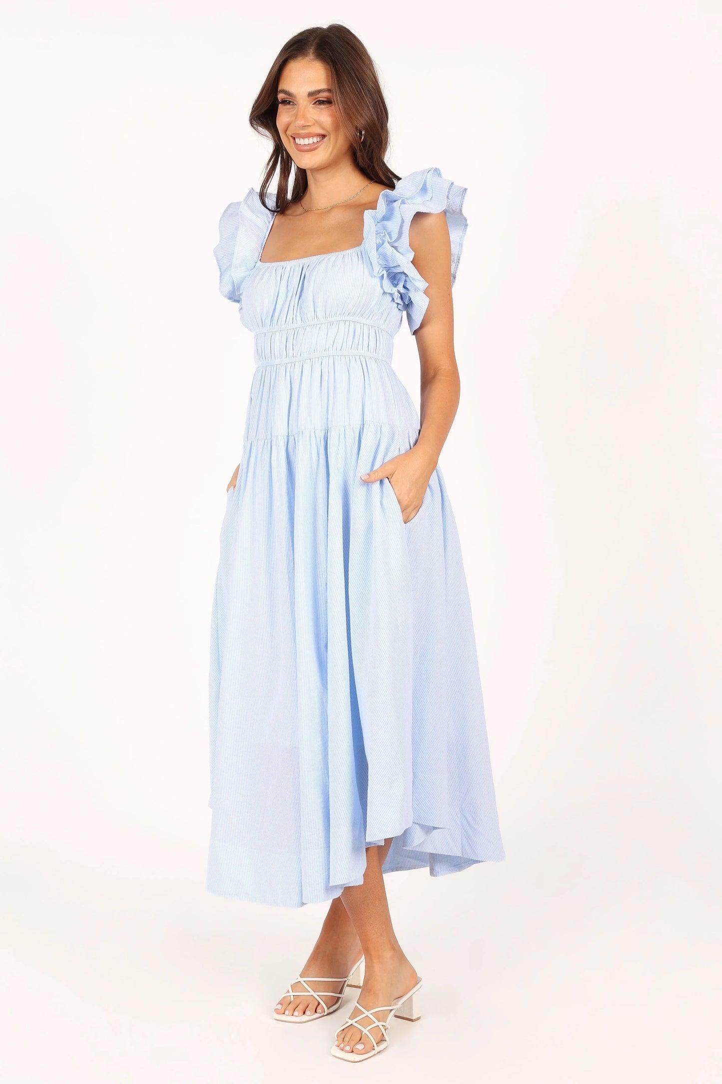 Tiered Stripe Midi Sundress