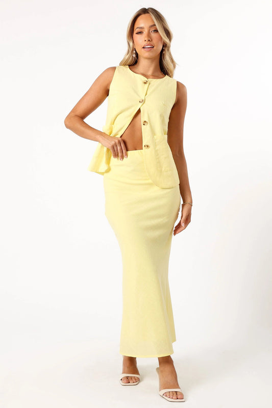 V-Neck Maxi Vest & Skirt Set